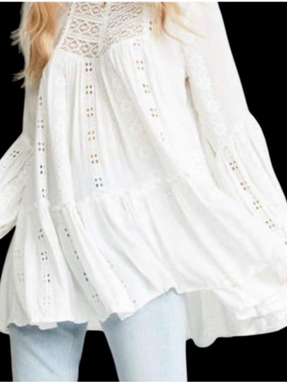 FREE PEOPLE  Kiss Kiss Ivory Tunic Dress